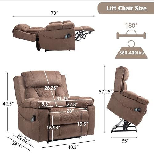 FUNECORP Big Man Power Lay Flat Lift Recliner Chair